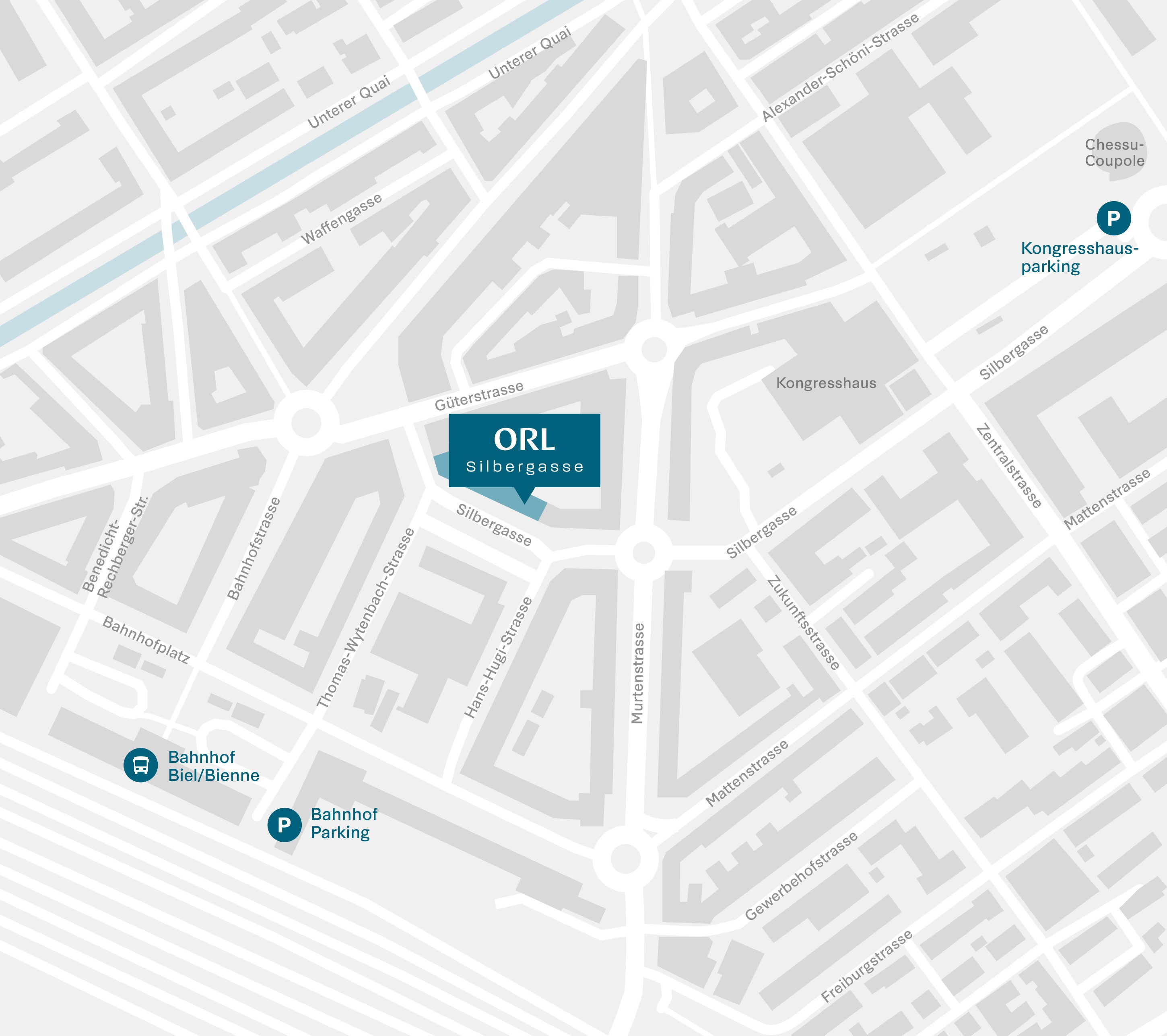Situationsplan ORL Silbergasse HNO Biel/Bienne RZ